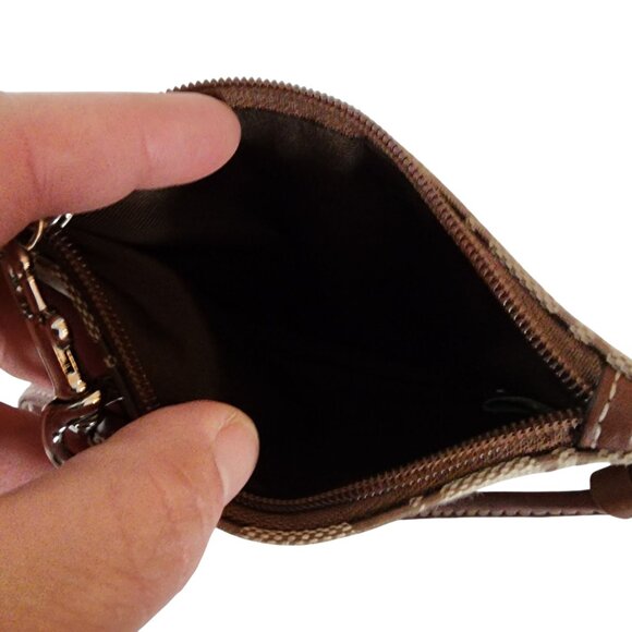 Coach Signature Wristlet Pouch Bag Brown & Beige - Picture 6 of 6